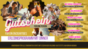 Gutschein für ein einzigartiges Erlebnisprogramm mit Dinner (1 Person)