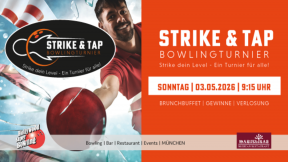 Strike & Tap Turnier Mai 2026 Mann mit Bowlingkugel
