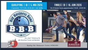 Big Business Bowl Turnier mit Qualifying und Final K.O.-Runden. 40 Teams bestehend aus 4 Personen pro Team.